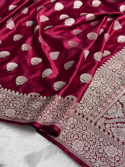 Garnet Tree Boota Mashru Silk Saree