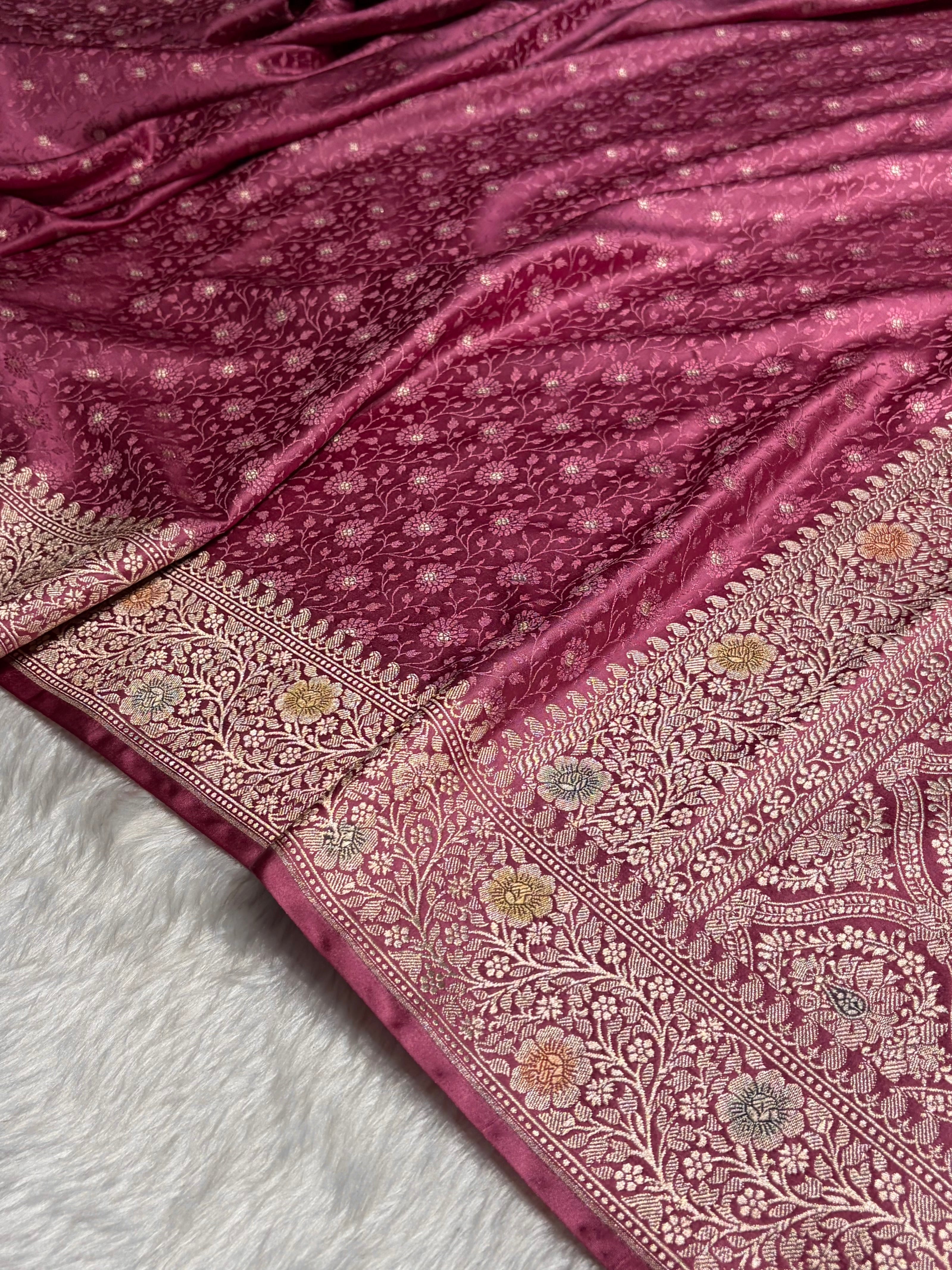 Mauve Shades  Minakari Booti Tanchoi Mashru Silk Saree MS49