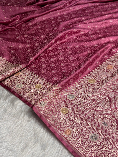 Mauve Shades Minakari Booti Tanchoi Mashru Silk Saree MCS49