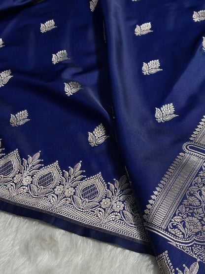 Violet Floral Boota With Floral Border Mashru Silk Saree MSM-80