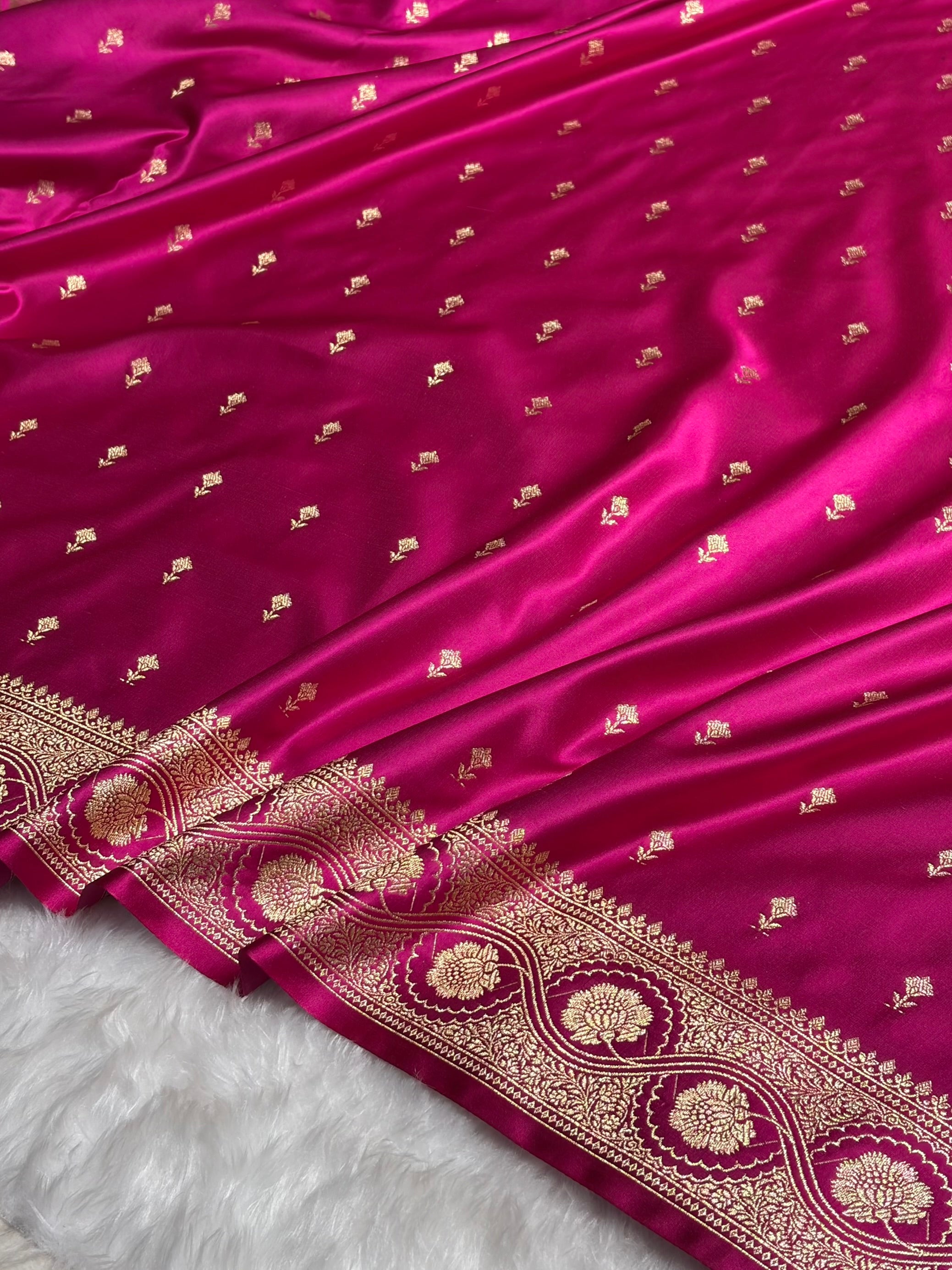 Rani Booti Pattern Satin Katan Silk Saree SK54