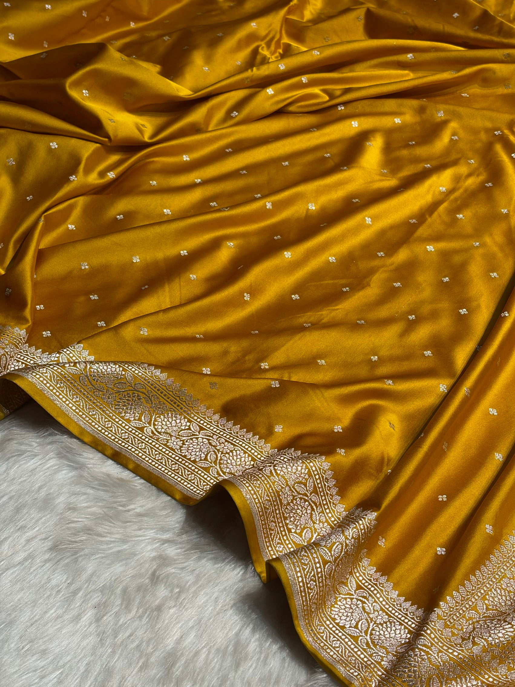 Mustard Shades Booti Mashru Silk Saree MS70