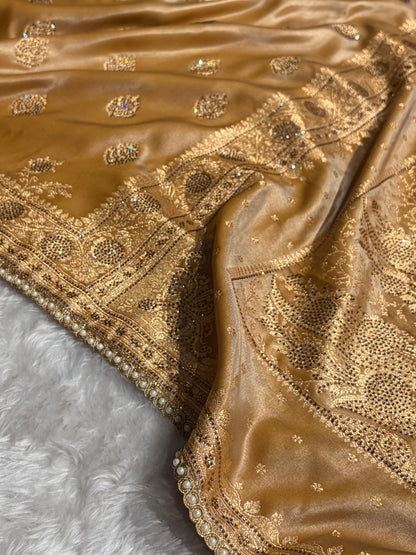 Banarasi Bridal Beige Booti stone work With Gotta Patti BSS20