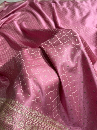 Deep Blush Pink Shades Tanchoi Motif Mashru Silk Saree MST-13