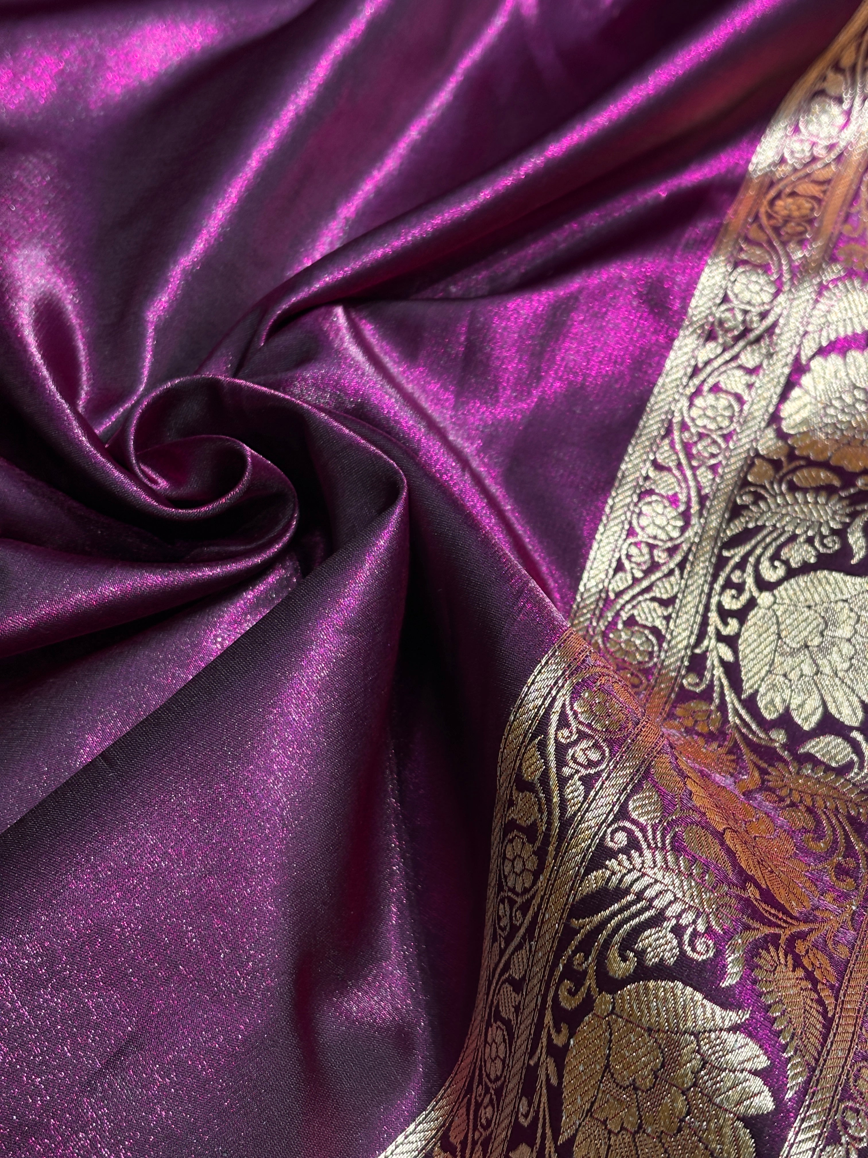 Satin Silk Banarasi Jaal In Wine Shades with Gota Patti SSGP18