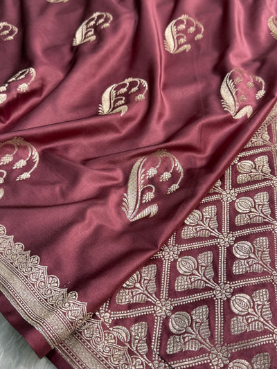 Mauve Unique Boota Motif Mashru Silk Saree MCS12