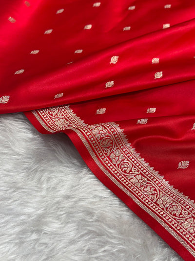Premium Banarasi Satin Katan Saree in Red Shades SK90