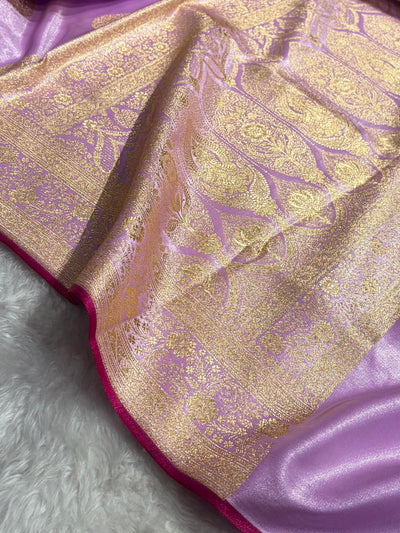 Ultra Light Weight Satin Silk Boota in Lavender Shades SS05