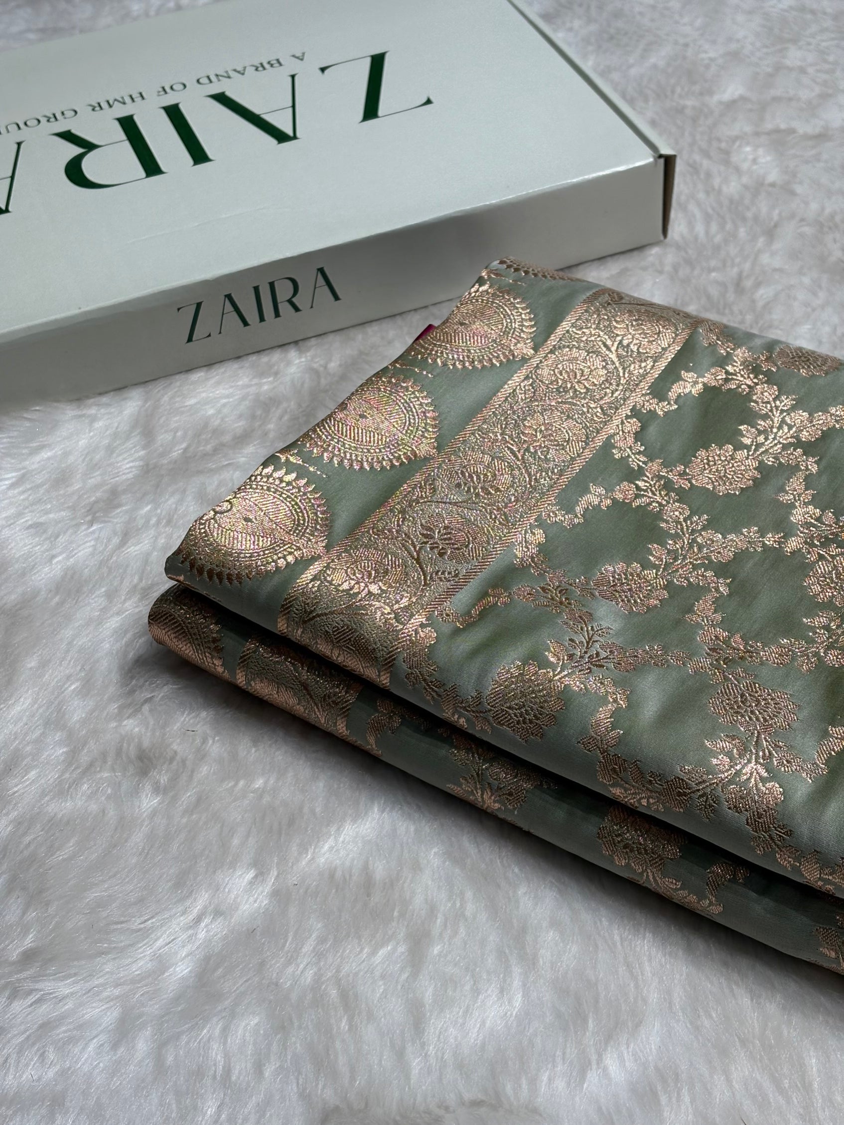 Pista Jaal Pattern Satin Katan Silk Saree SK25