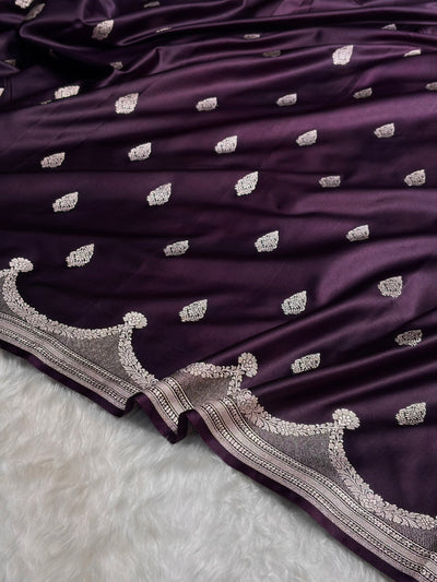 Dark Purple Shades Scallop Mashru Silk Saree MCS20