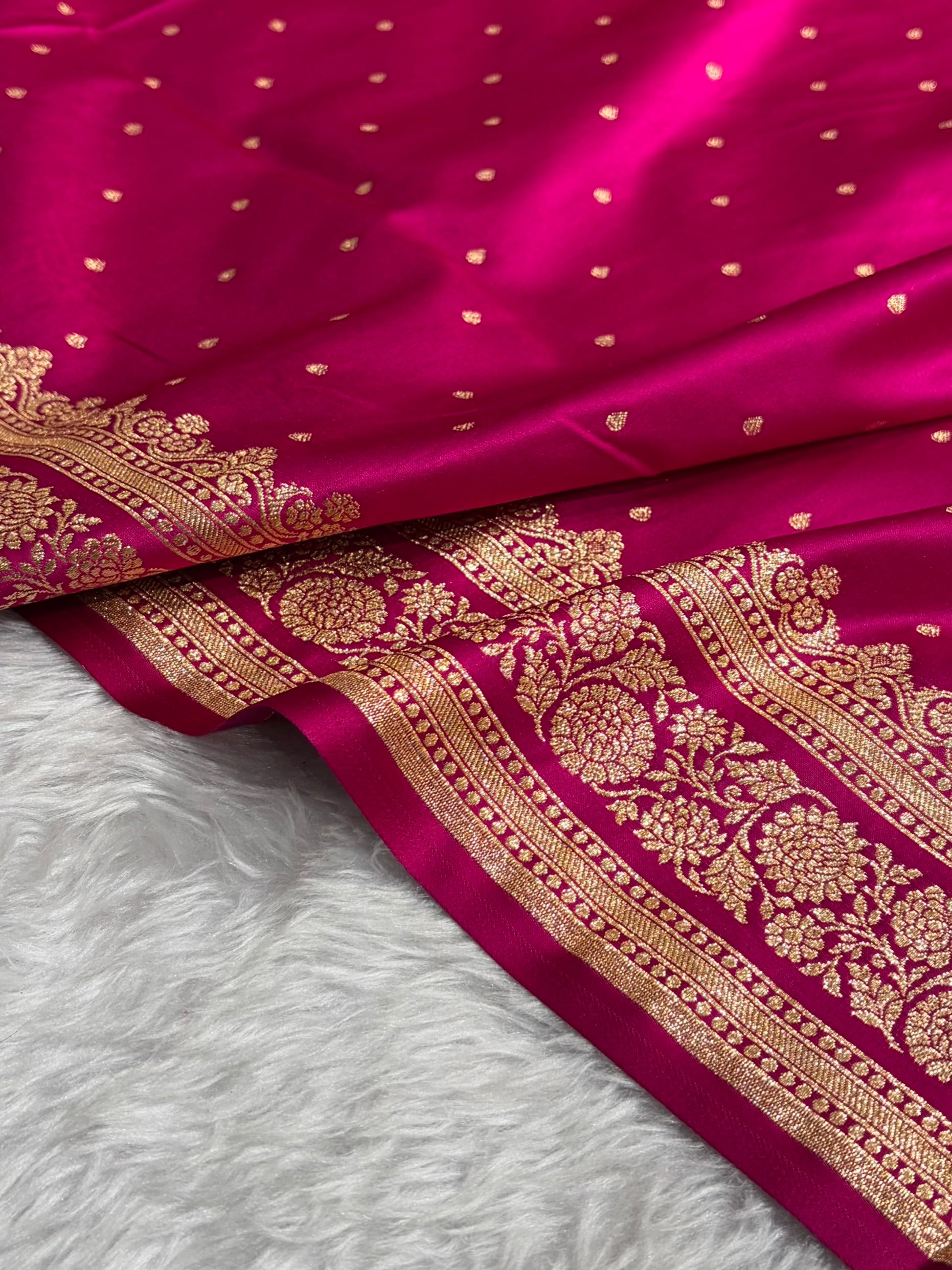 Banarasi Satin Katan Saree in Rani Shades SK91