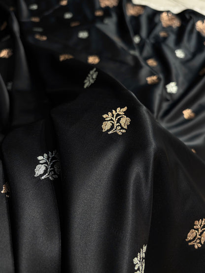 Black Shades Banarasi With Floral Border Mashru Silk Saree MSM-126