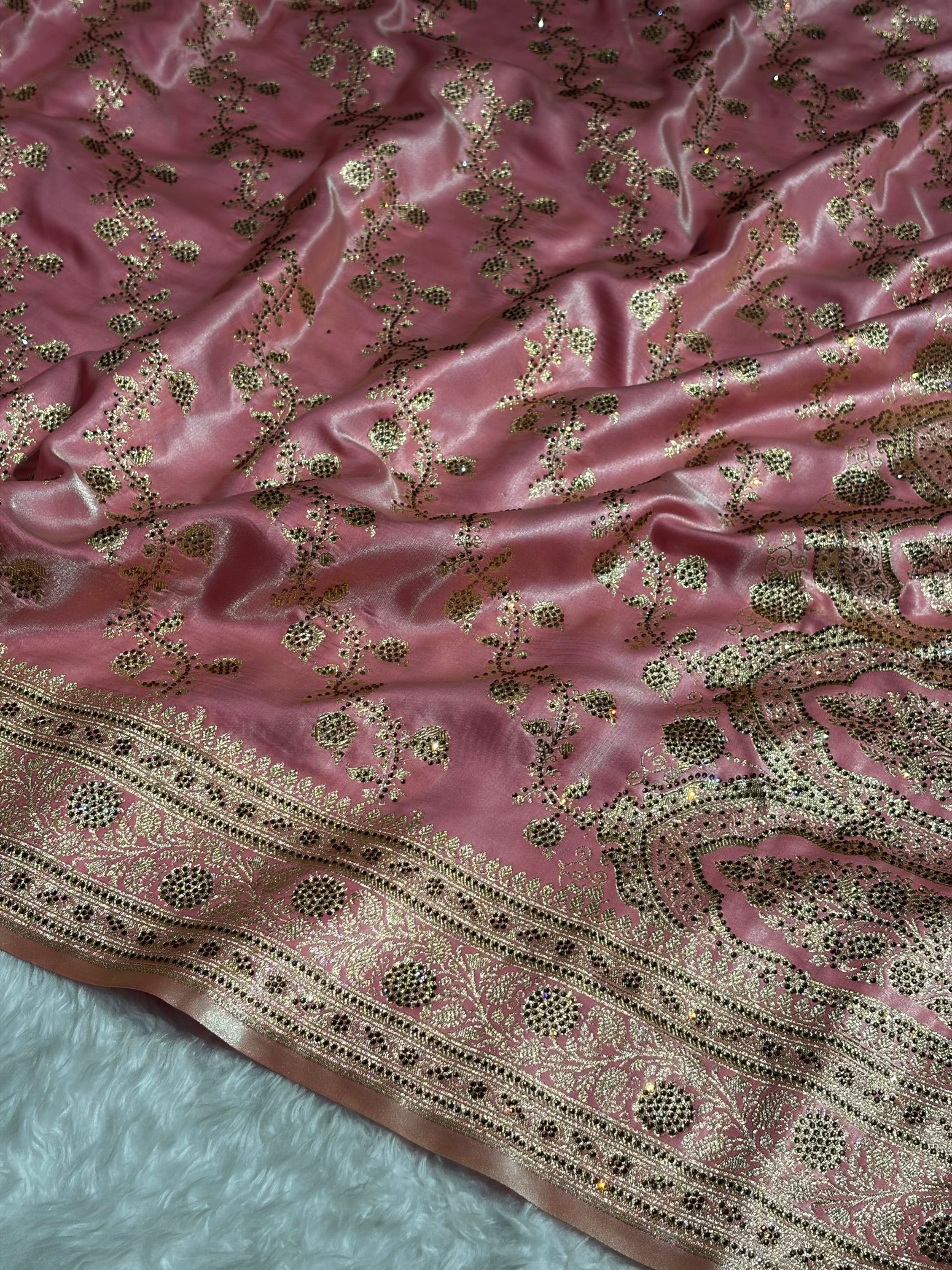 Bridal Baby Pink Cross Satin Silk with Ari and Stone work BSS11