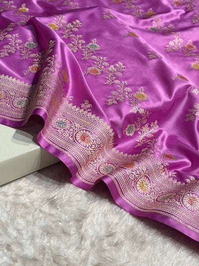 Lavender Minakari Banarasi Cross Mashru Silk Saree MCS01
