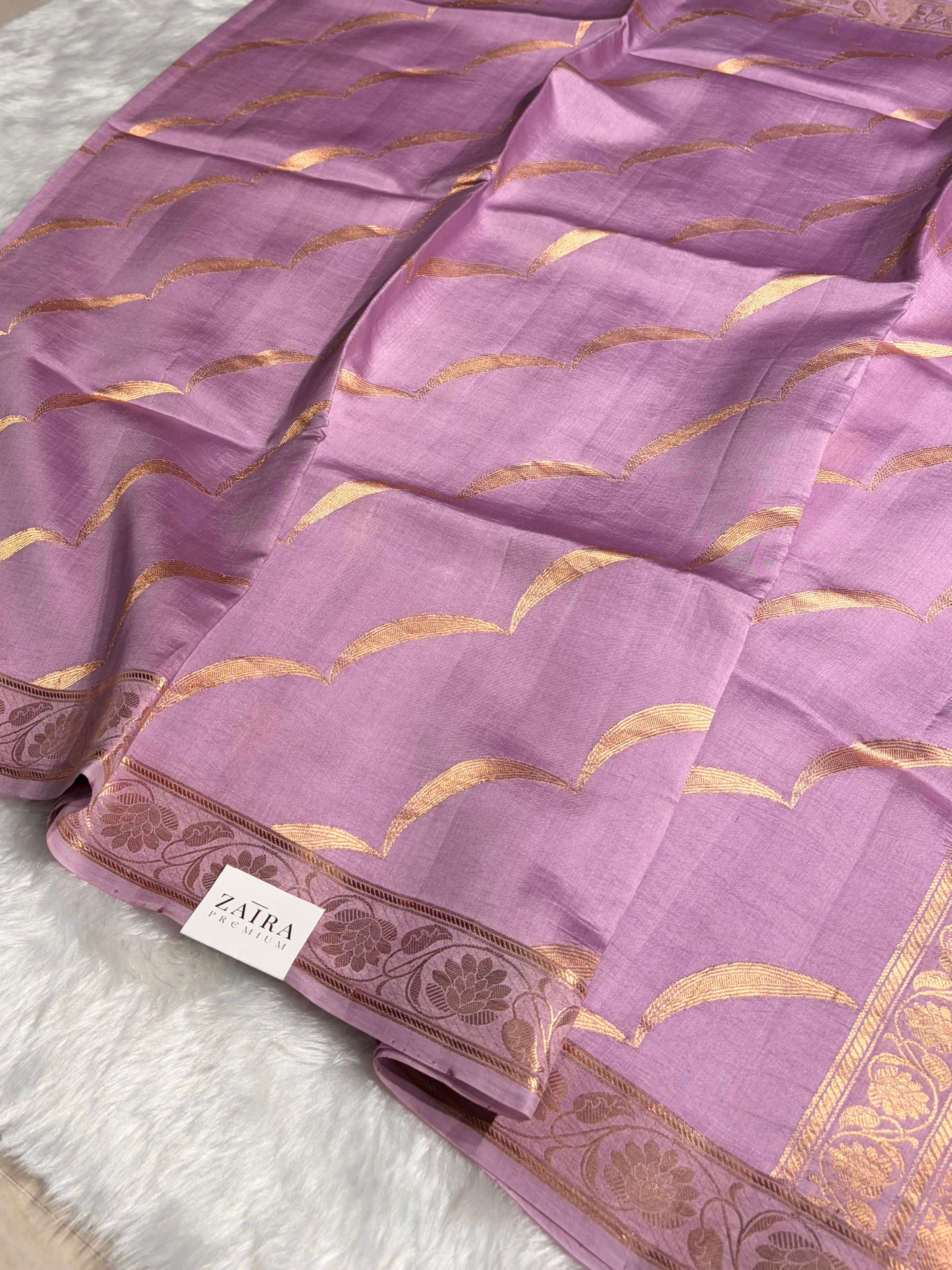 Lavender Shades Handwoven Pure  Raw Mango Silk RM-42