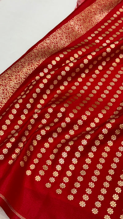 Bridal Red Satin Silk Jaal with brocade Blouse and GOTTA PATTI BRSS1