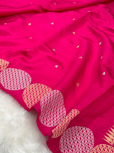 Banarasi Rani Shades Handwoven Pure Paper Silk Saree RM-87