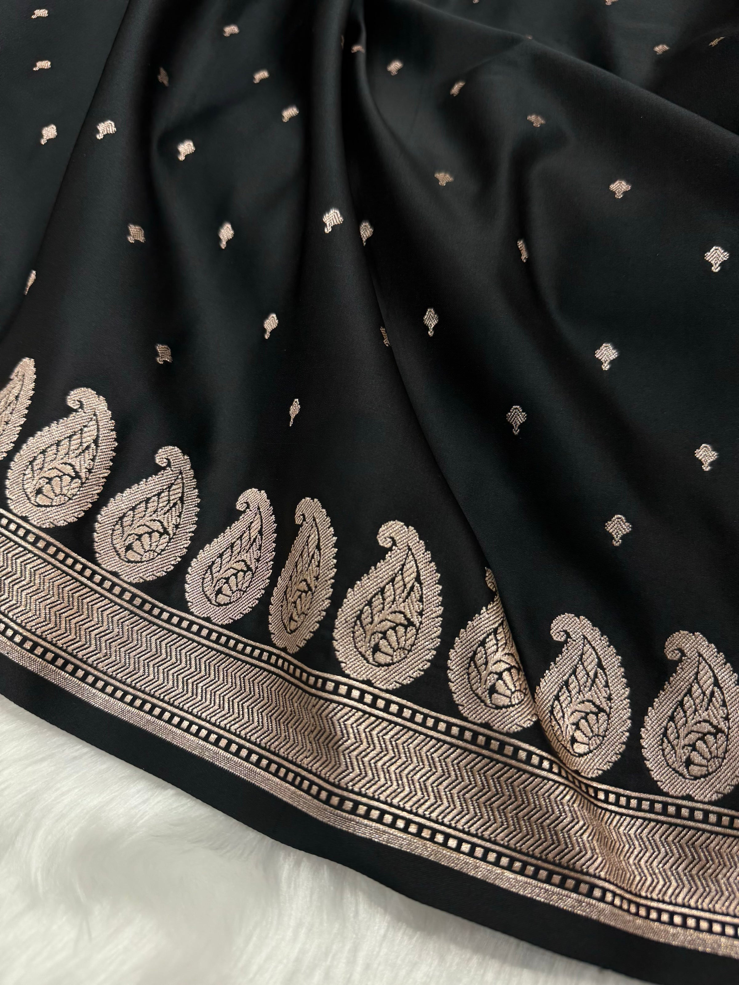 Black Rust Mashru Silk Saree for Festive Seasons MSM 72