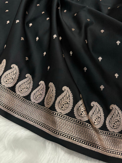 Black Rust Mashru Silk Saree for Festive Seasons MSM 72