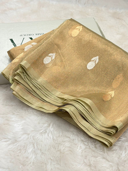 Tusser Bananasi Floral Shades Pure Tissue Silk Saree PT-50