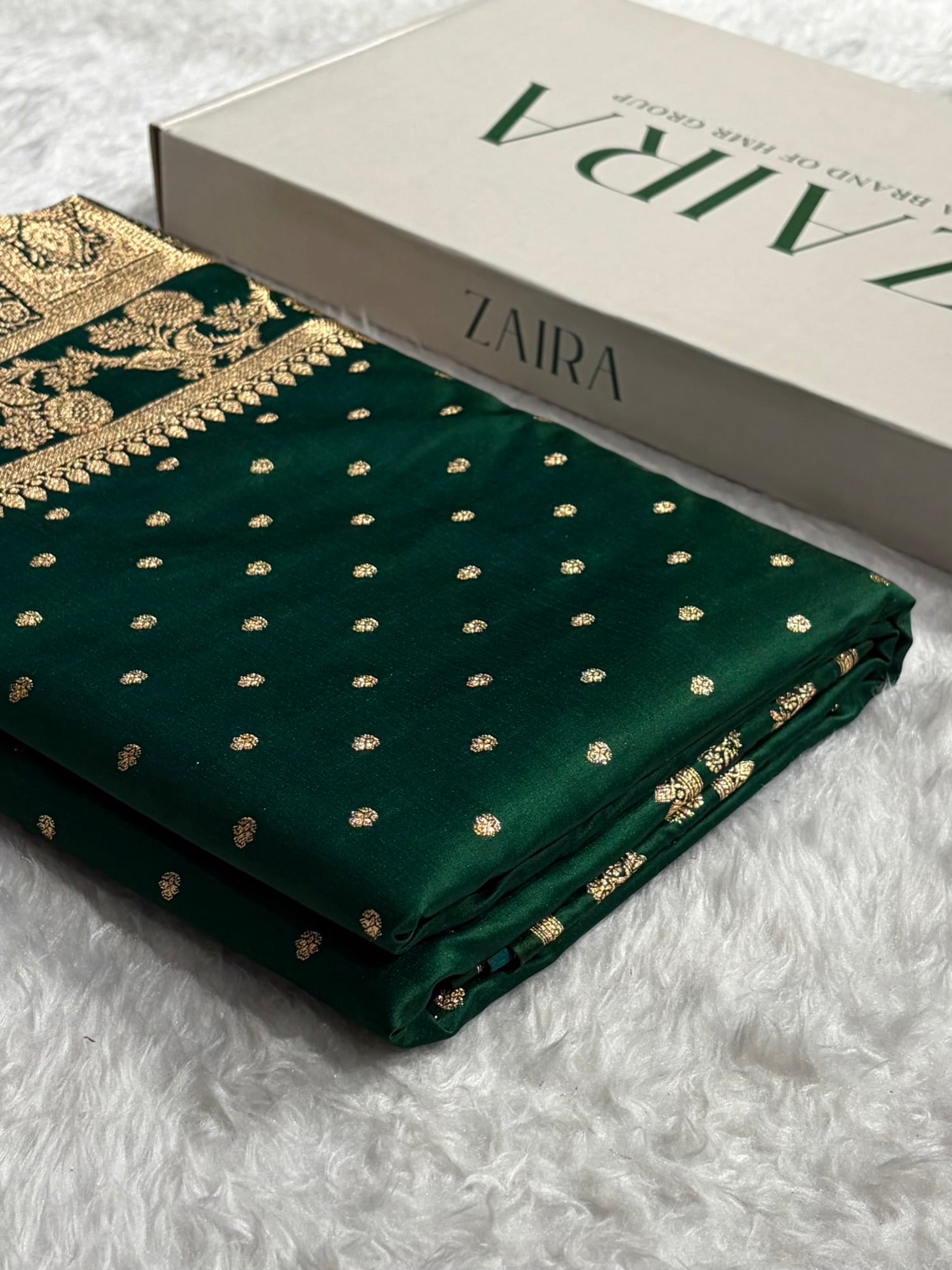Banarasi Satin Katan Saree With Boota in Bottle Green Shades SK107