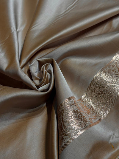 Beige Jaal Pattern Satin Katan Silk Saree SK25