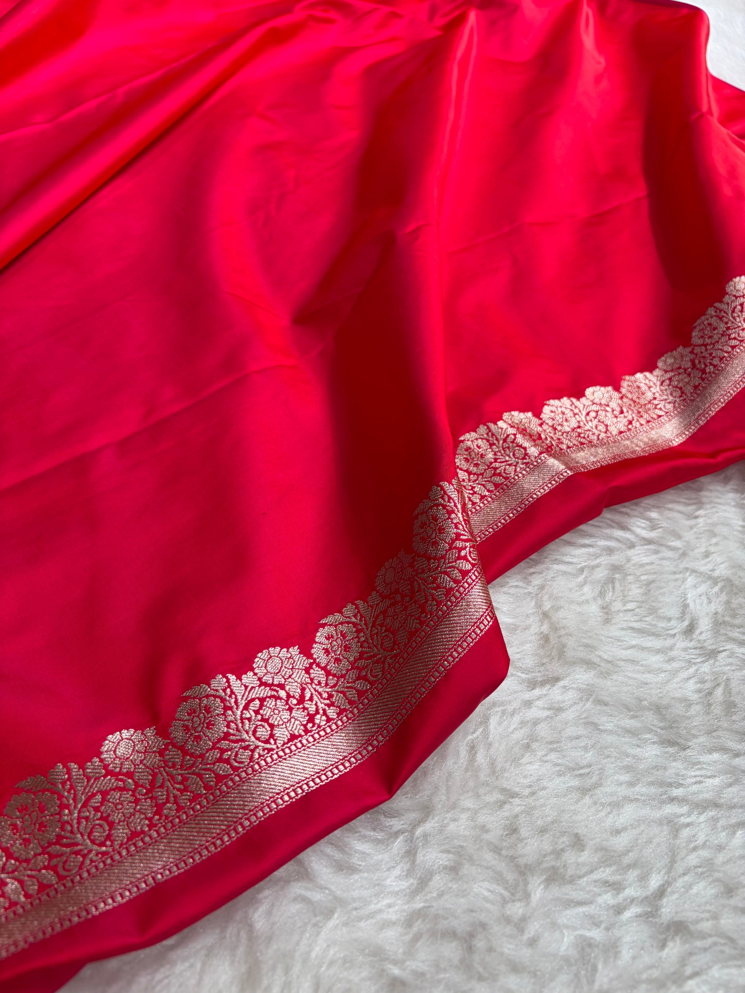 Banarasi Cross Red Shades Floral Boota Mashru Silk Saree MSM-60