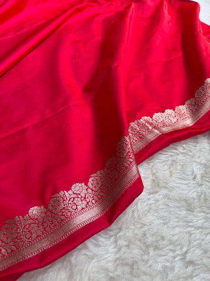 Banarasi Cross Red Shades Floral Boota Mashru Silk Saree MSM-60