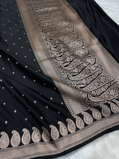 Black Rust Mashru Silk Saree for Festive Seasons MSM 72