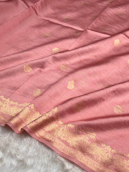 Baby Pink Shades Handwoven Pure Raw Mango Silk RM-52
