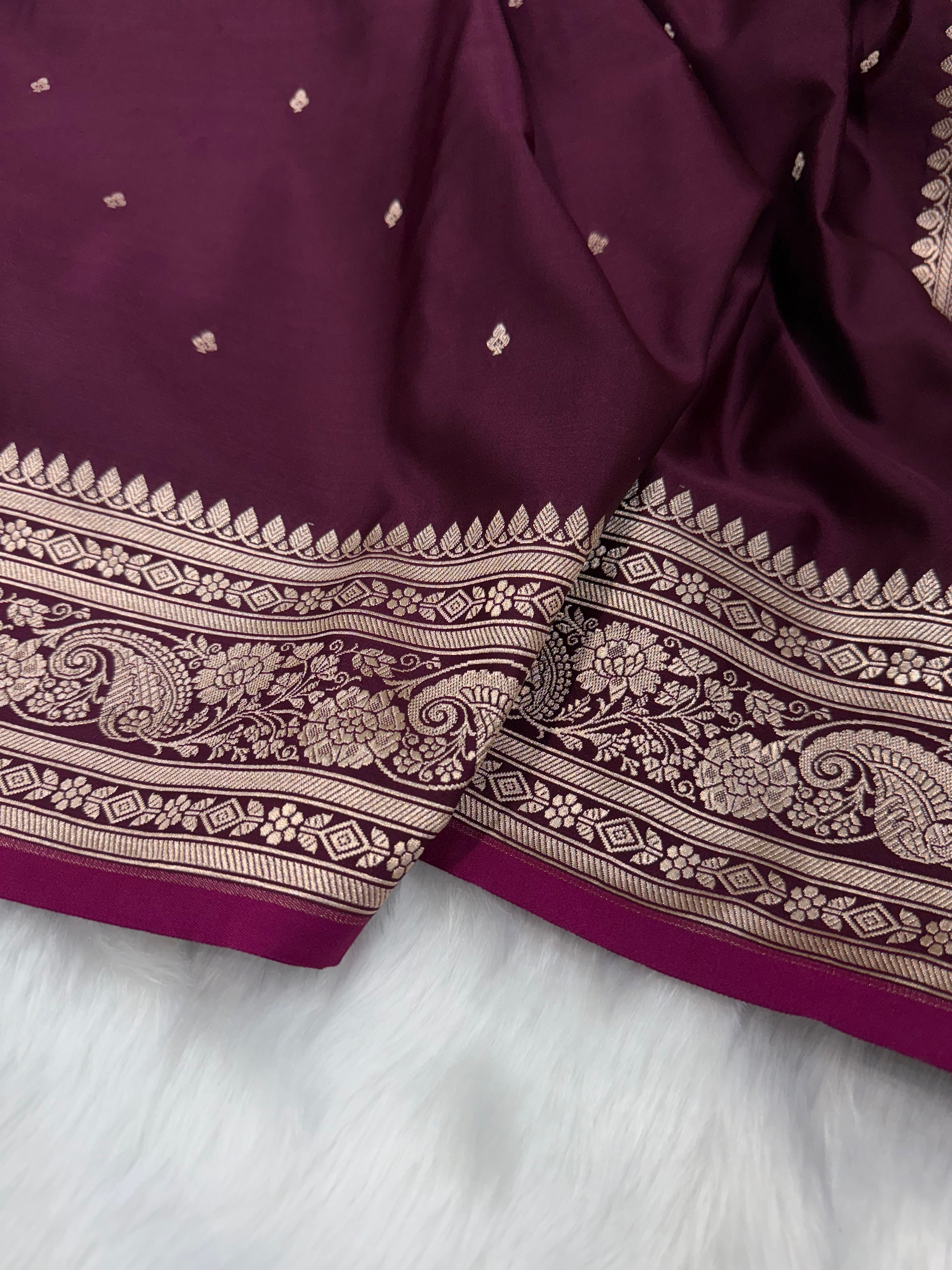Wine shades Mashru Silk Saree for Festive Seasons