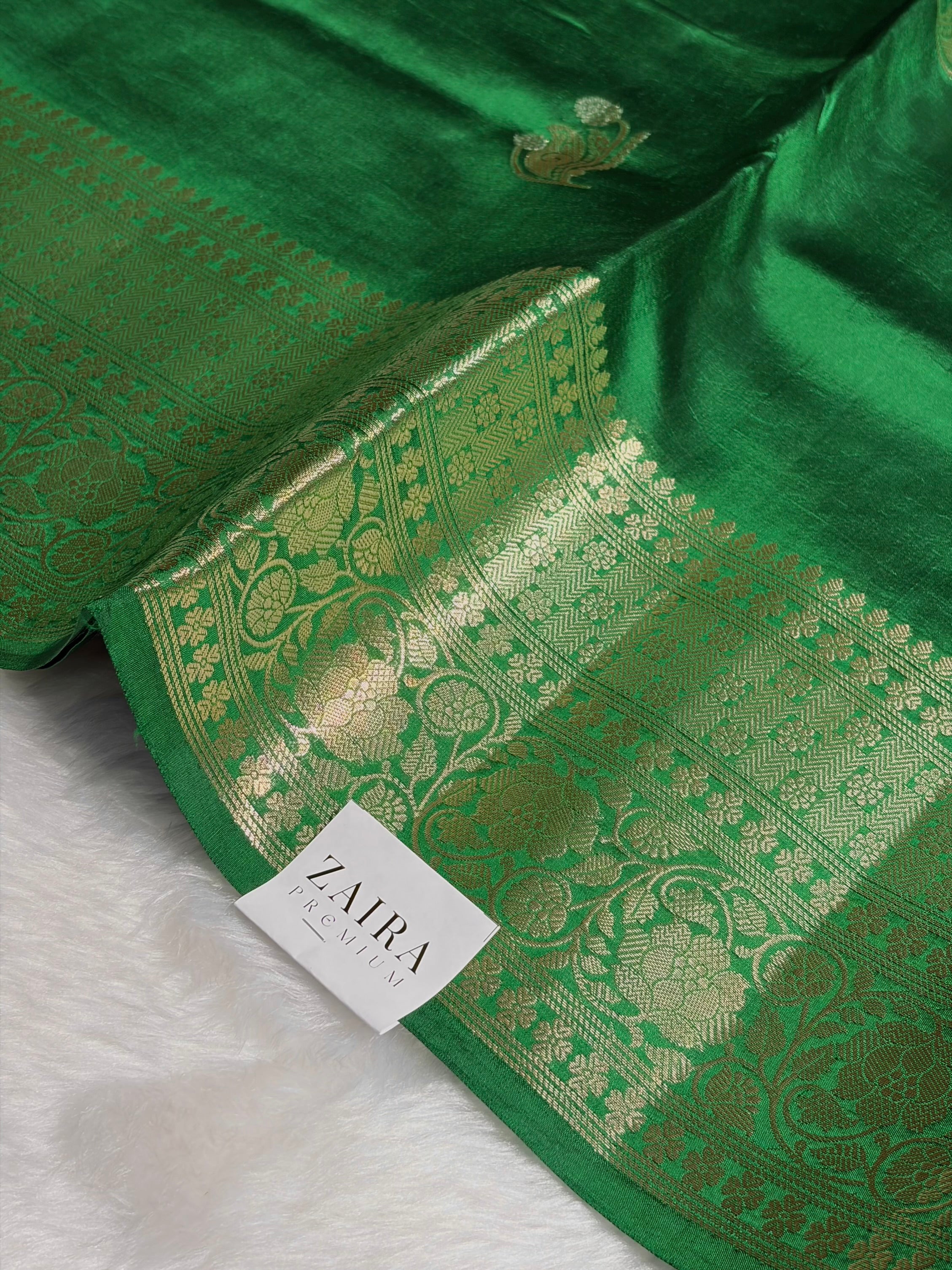 Bottle Green Shades Pure Caramel Mango Silk Saree CS-25