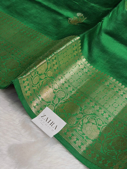 Bottle Green Shades Pure Caramel Mango Silk Saree CS-25