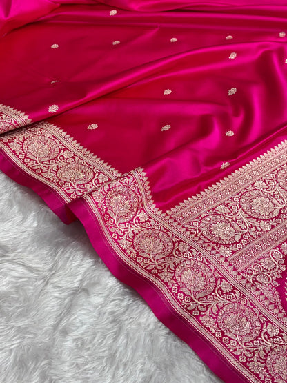 Cross Rani Floral Boota With Floral Border Mashru Silk Saree MSM-81