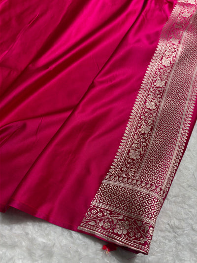 Rani Pink Shades in Rose Motif Pattern Mashru Silk Saree MSM-142
