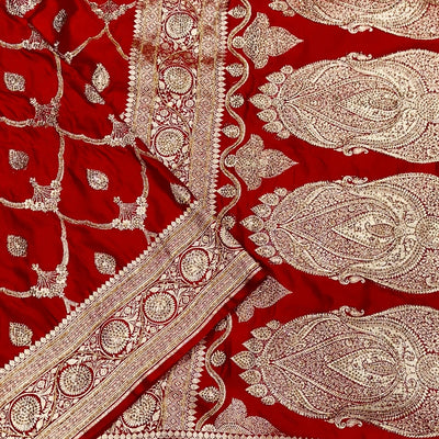 Red Mashru Silk with Ari and Stone BSK15