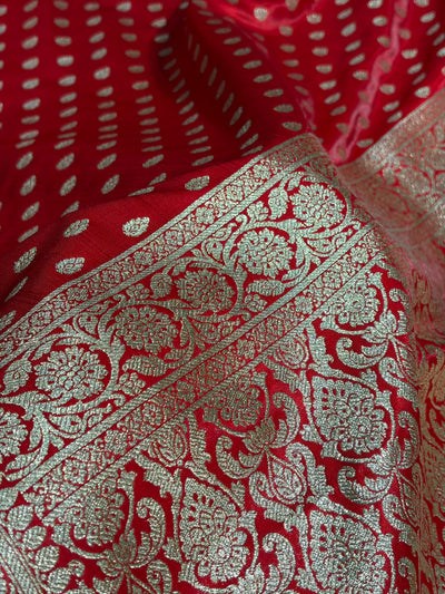 Satin Silk Booti in Red Shades SS01