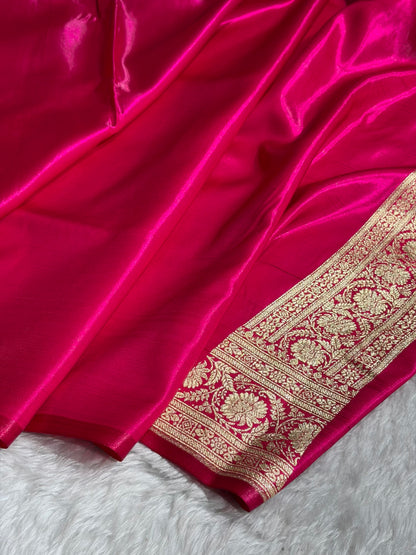 Pink Shades Boota Pattern Banarasi Satin Silk Saree SS45