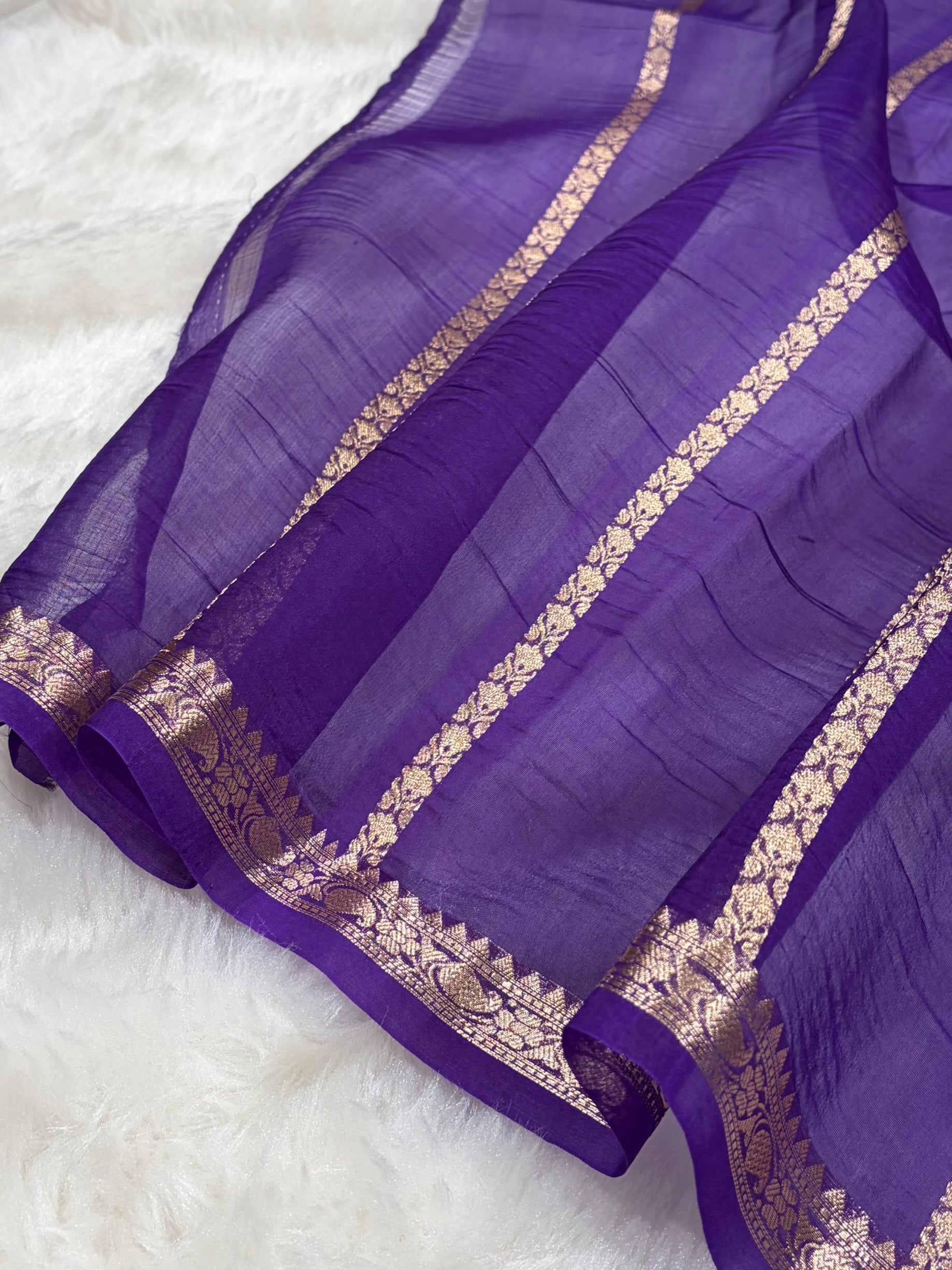Banarasi Pure Organza Purple Shades Banarasi Silk Saree PO-35