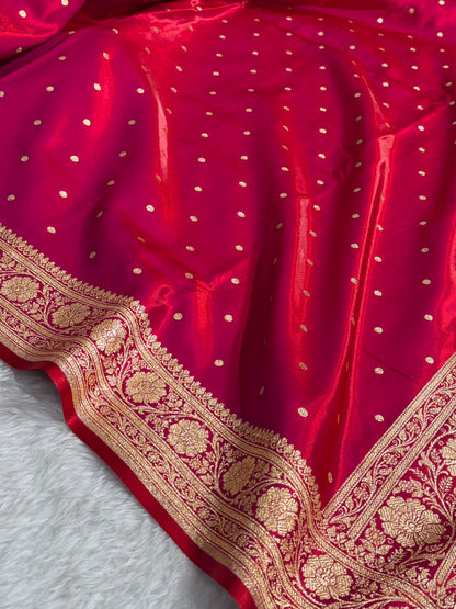 Satin Silk Dot Booti in Magentic Red Shades SS08