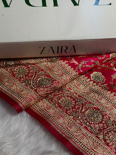 Banarasi Bridal Rani Pink Jaal with Swarovski Stone BSS13 (E)