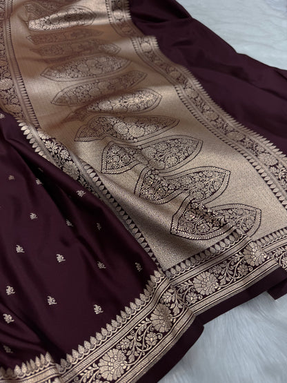 Chocolate shades Mashru Silk Saree for Festive Seasons