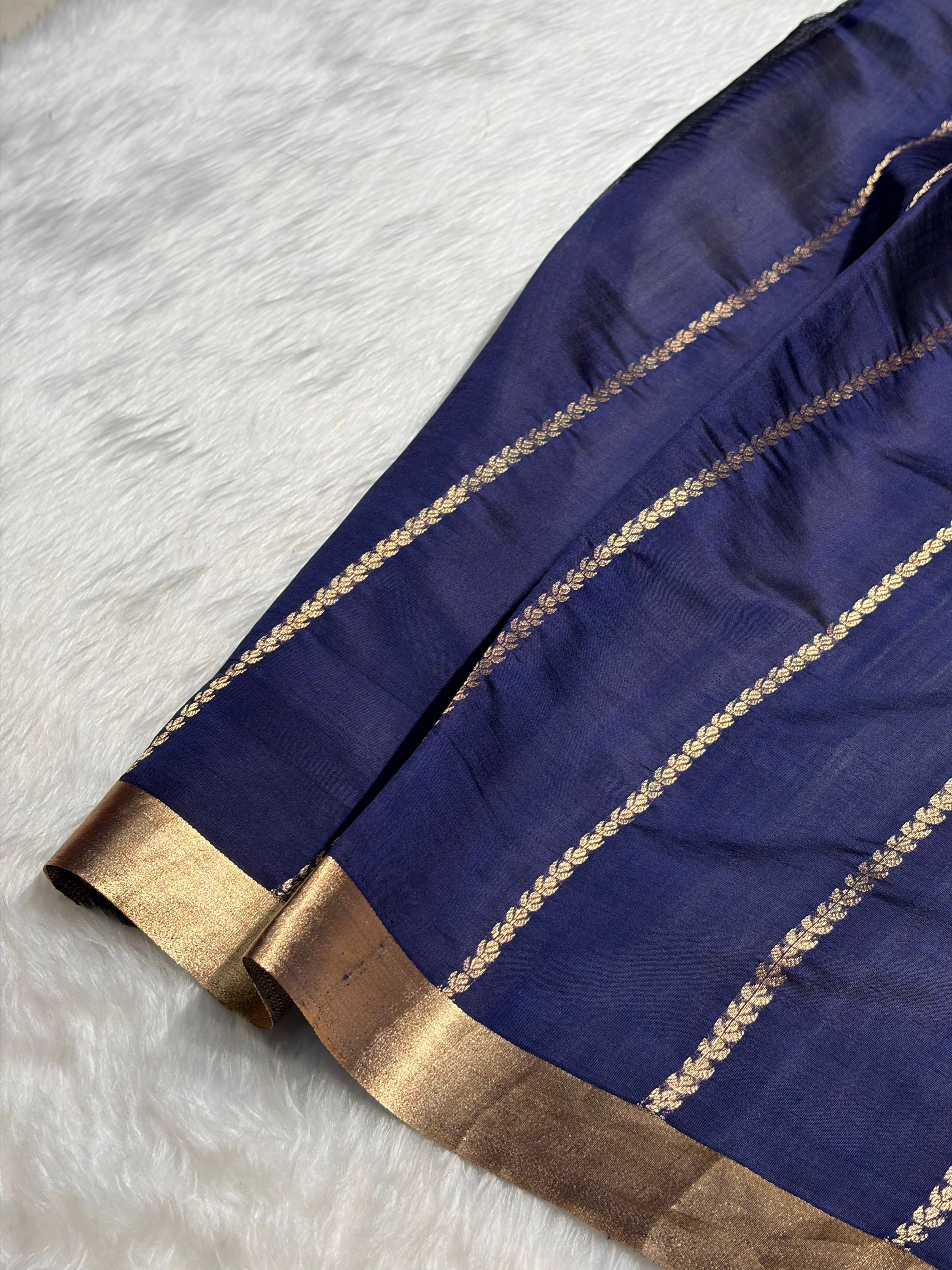 Royal Blue Shades Handwoven Pure Raw Mango Silk RM-39