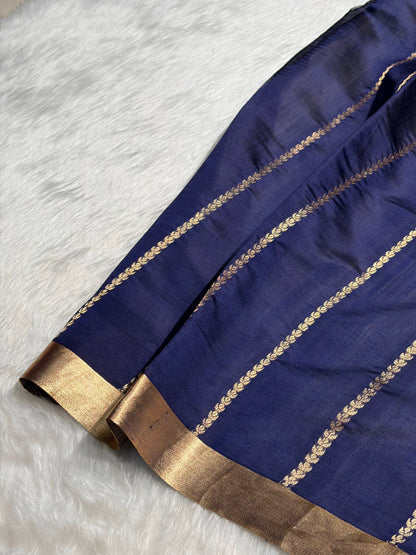 Royal Blue Shades Handwoven Pure Raw Mango Silk RM-39