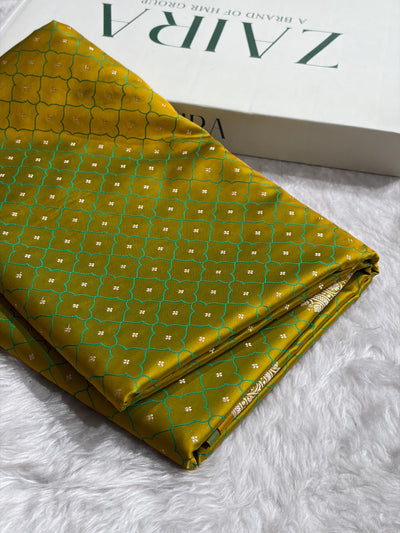 Mehendi Cross Shades Tanchoi Motif Mashru Silk Saree MST-13