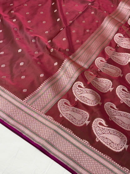 Rusty Mauve Shade With Booti Pattern Mashru Silk Saree