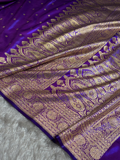 Banarasi Purple Shades Booti Pattern Banarasi Satin Silk Saree SS62