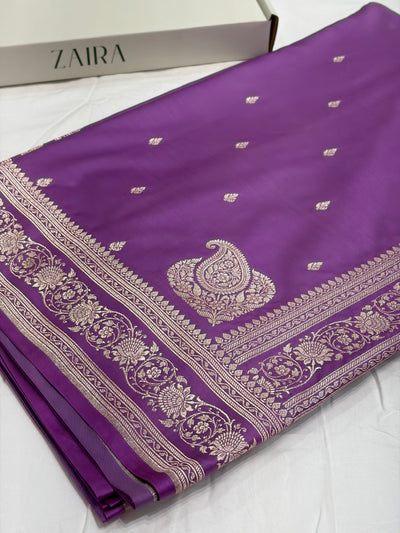 Lavender Shade With Booti Pattern Mashru Silk Saree