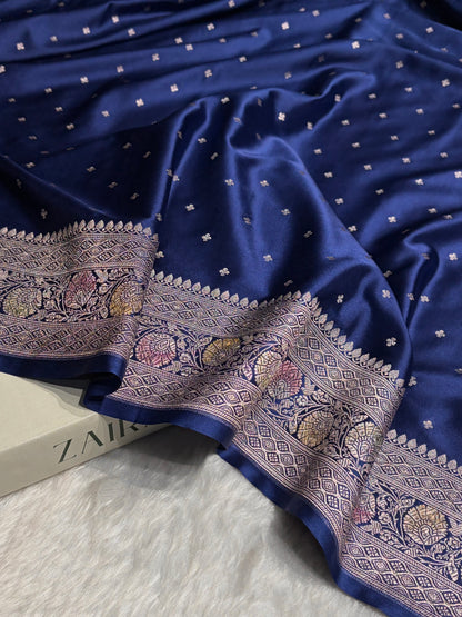 Royal Blue Shade Minakari Booti Mashru Silk Saree MS38