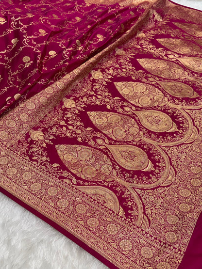 Premium Rani Banarasi Jaal Katan Silk Saree